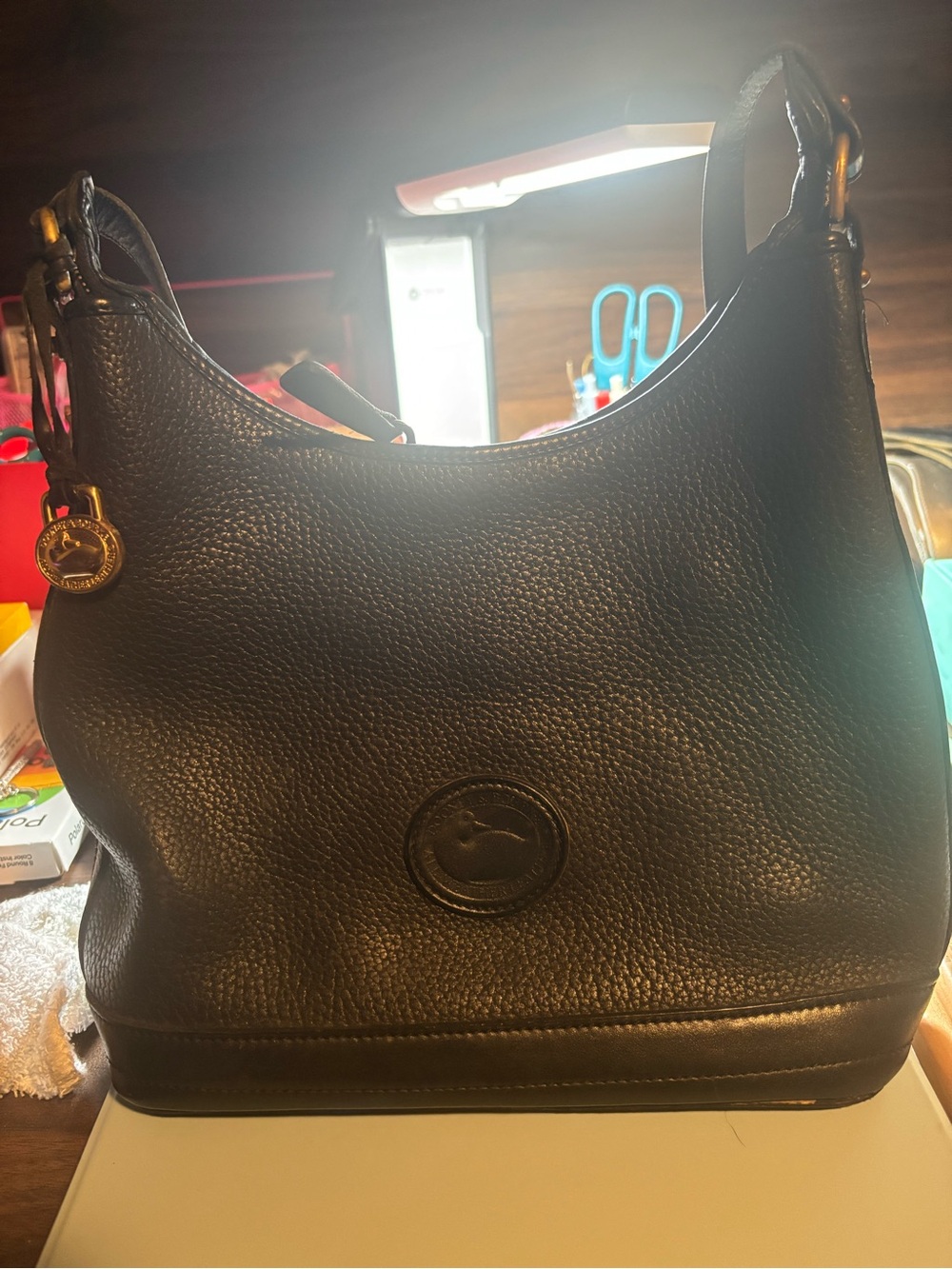 Dooney & Bourke Black Pebbled Leather Hobo Shoulder Bag